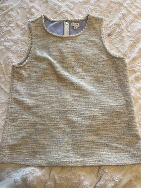 J. Crew Factory Neutral Tweed Sleeveless Shell boucle light blue and white